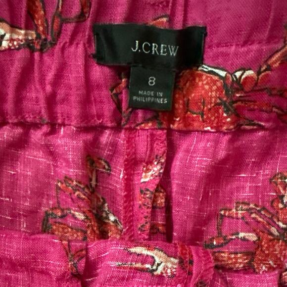 J. Crew Ratti King Crab Linen Wide Leg High Rise Pants Pink Size 8 - Picture 8 of 11